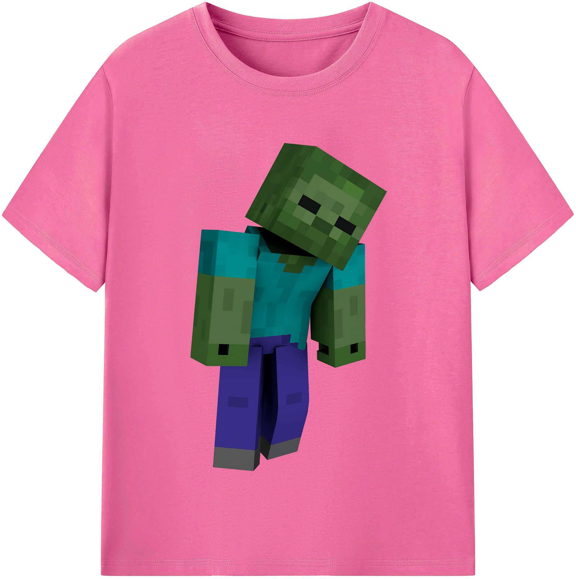 （画像用） マインクラフト ブロックの世界 Minecraft MC Block world レディースカジュアルプリントTシャツ（綿100％）